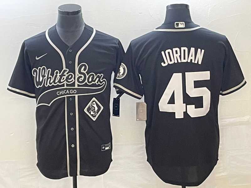 Men%27s Chicago White Sox #45 Michael Jordan Black Cool Base Stitched Jersey